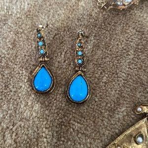 Gypsy Handmade Turquoise and gold earrings